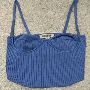 Urban Outfitters Cropped Blue Tank Size S Faux Underwire Look Y2K